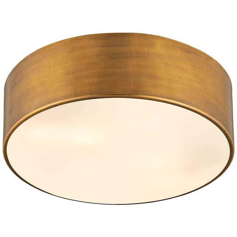 Image 6 Z-Lite Harley 16" Wide Rubbed Brass Drum Ceiling Light more views