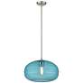 2_Z-Lite Harmony 14" Wide Brushed Nickel Blue Glass Pendant Light