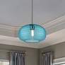 1_Z-Lite Harmony 14" Wide Brushed Nickel Blue Glass Pendant Light
