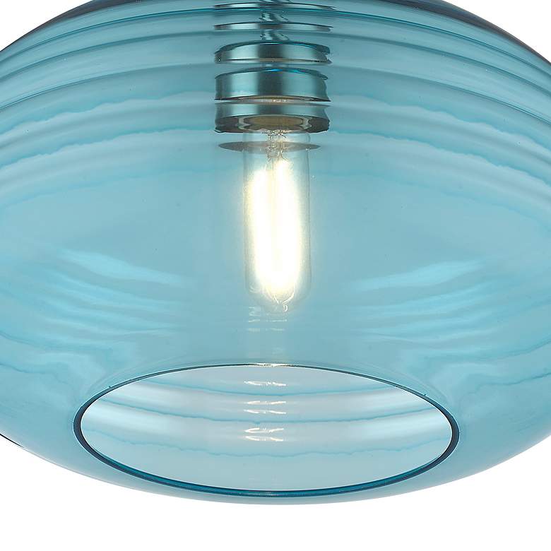 Image 4 Z-Lite Harmony 14" Wide Brushed Nickel Blue Glass Pendant Light more views