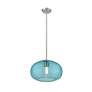 4_Z-Lite Harmony 14" Wide Brushed Nickel Blue Glass Pendant Light more views
