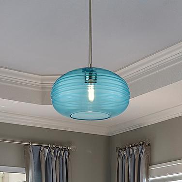Z-Lite Harmony 14" Wide Brushed Nickel Blue Glass Pendant Light