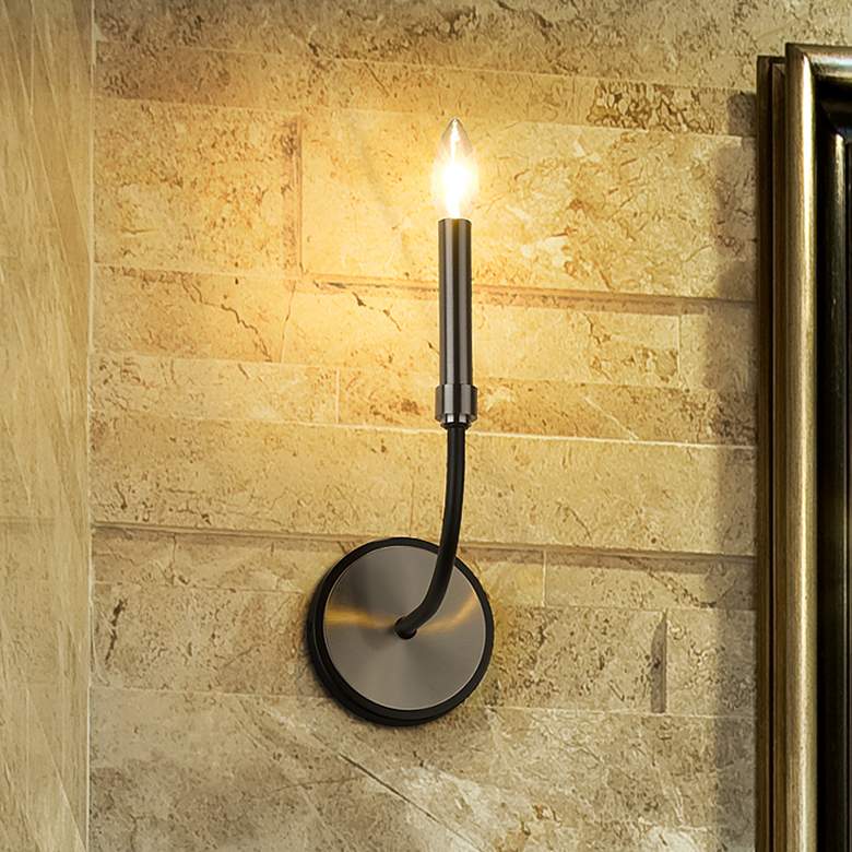 Image 1 Z-Lite Haylie 1 Light Wall Sconce in Matte Black + Brushed Nickel