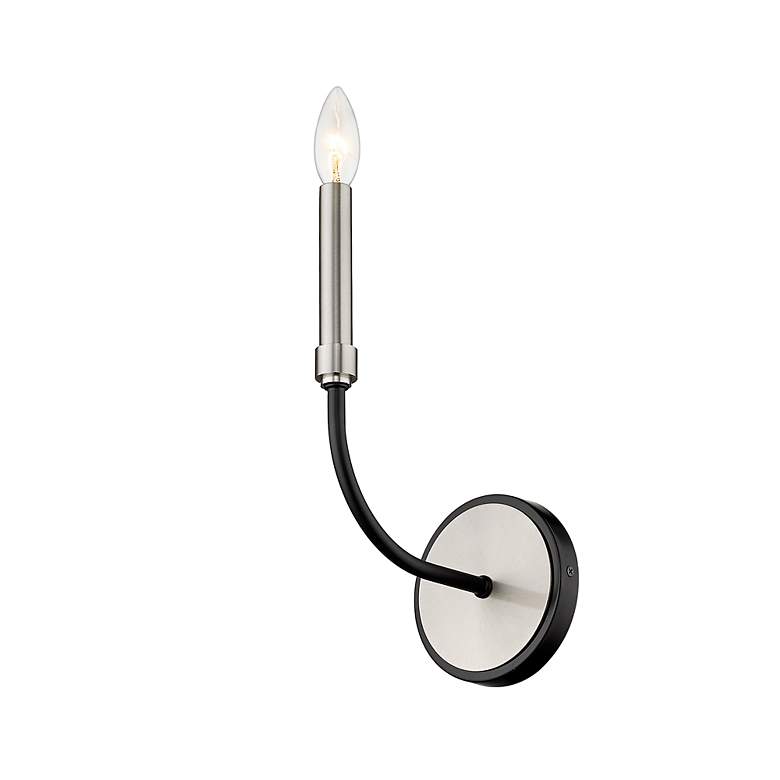 Image 6 Z-Lite Haylie 1 Light Wall Sconce in Matte Black + Brushed Nickel more views