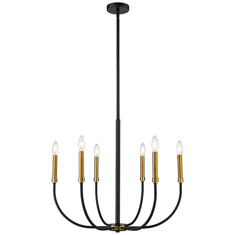 Image 6 Z-Lite Haylie 26" Matte Black Olde Brass 6-Light Candelabra Chandelier more views