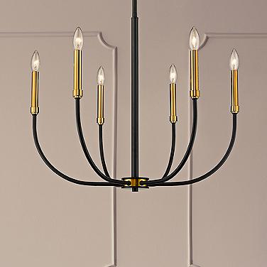 Z-Lite Haylie 26" Matte Black Olde Brass 6-Light Candelabra Chandelier