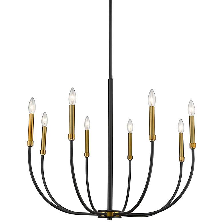 Image 3 Z-Lite Haylie 31 1/2" Matte Black and Brass 8-Light Candle Chandelier