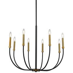 Z-Lite Haylie 31 1/2" Matte Black and Brass 8-Light Candle Chandelier