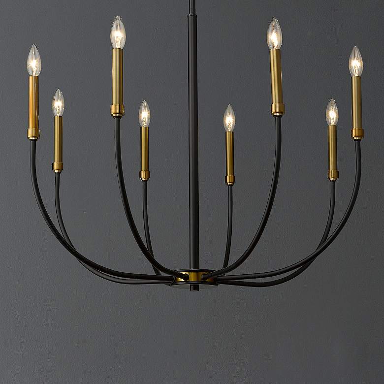 Image 2 Z-Lite Haylie 31 1/2" Matte Black and Brass 8-Light Candle Chandelier