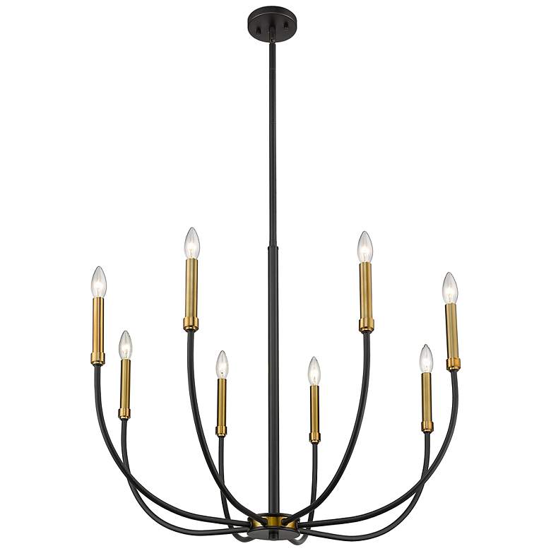 Image 5 Z-Lite Haylie 31 1/2" Matte Black and Brass 8-Light Candle Chandelier more views