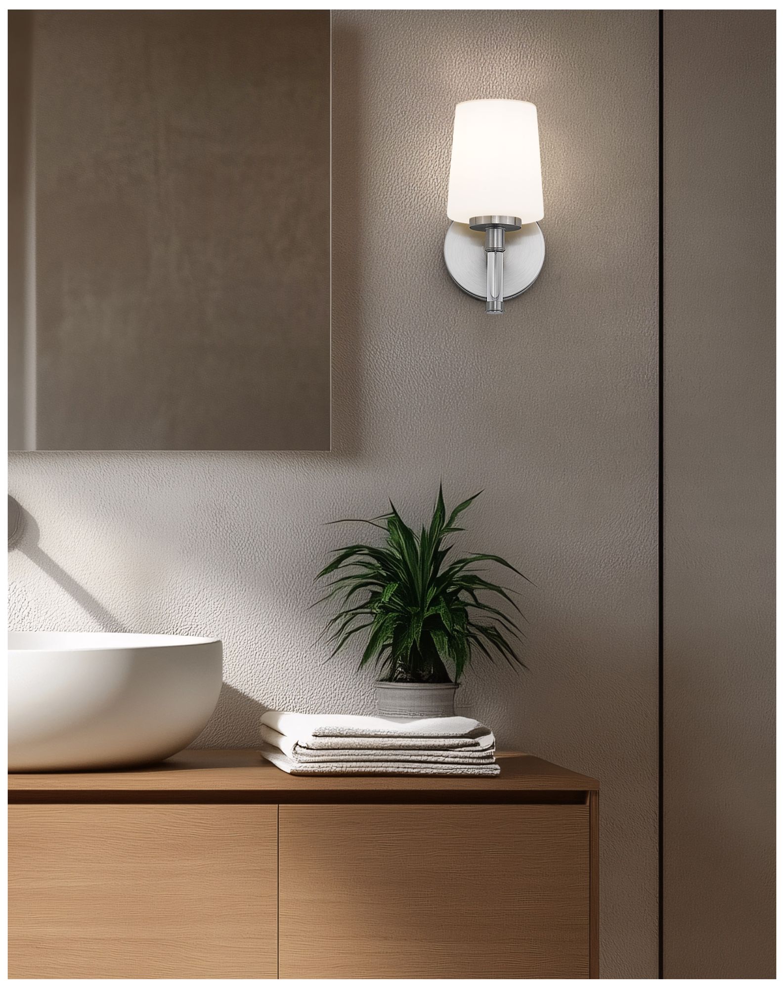Image 2 Z-Lite Henri Brushed Nickel 1 Light Vanity with White Opal Glass Shade more views