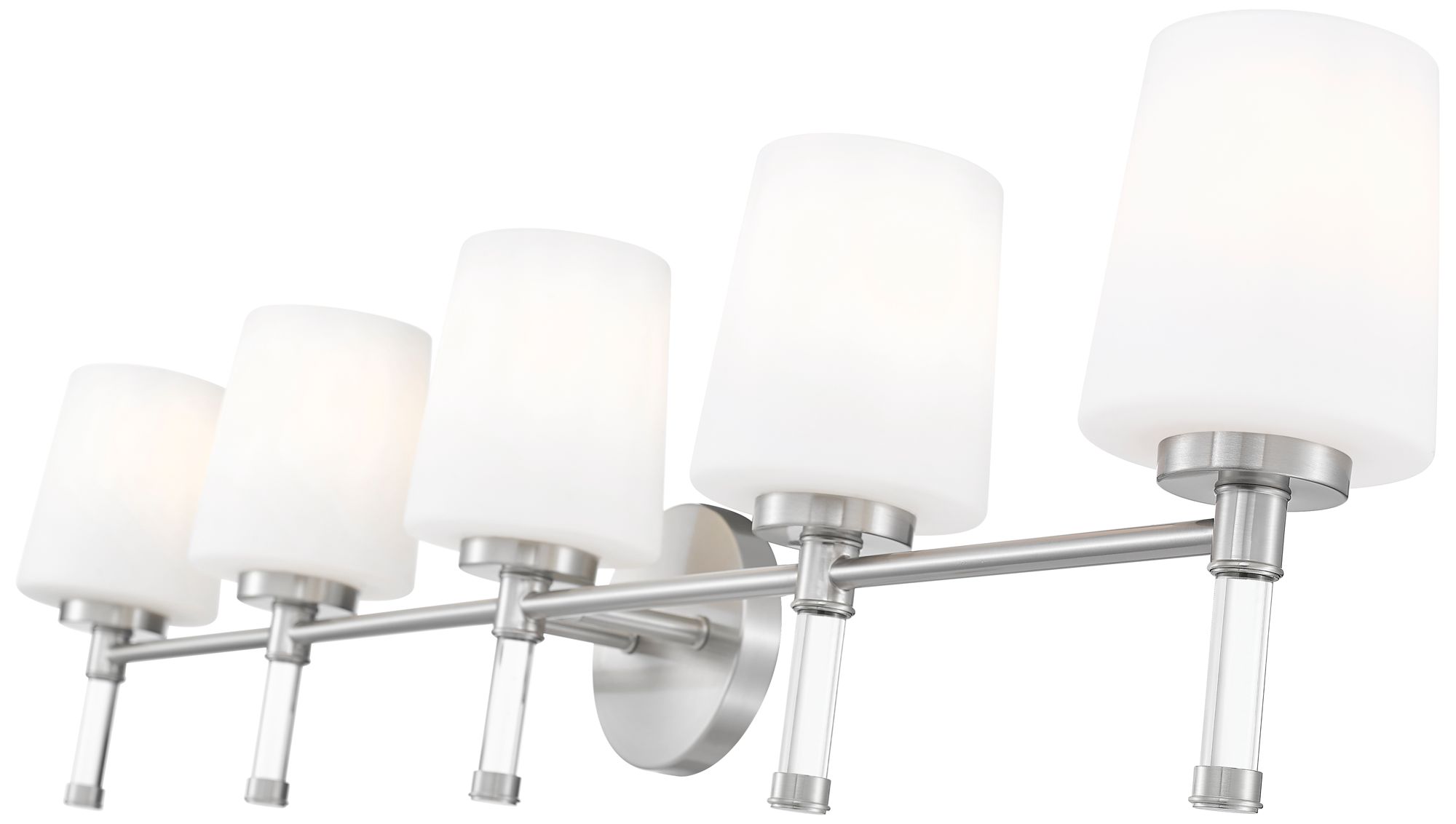 Image 6 Z-Lite Henri Brushed Nickel 5 Light Vanity with White Opal Glass Shade more views