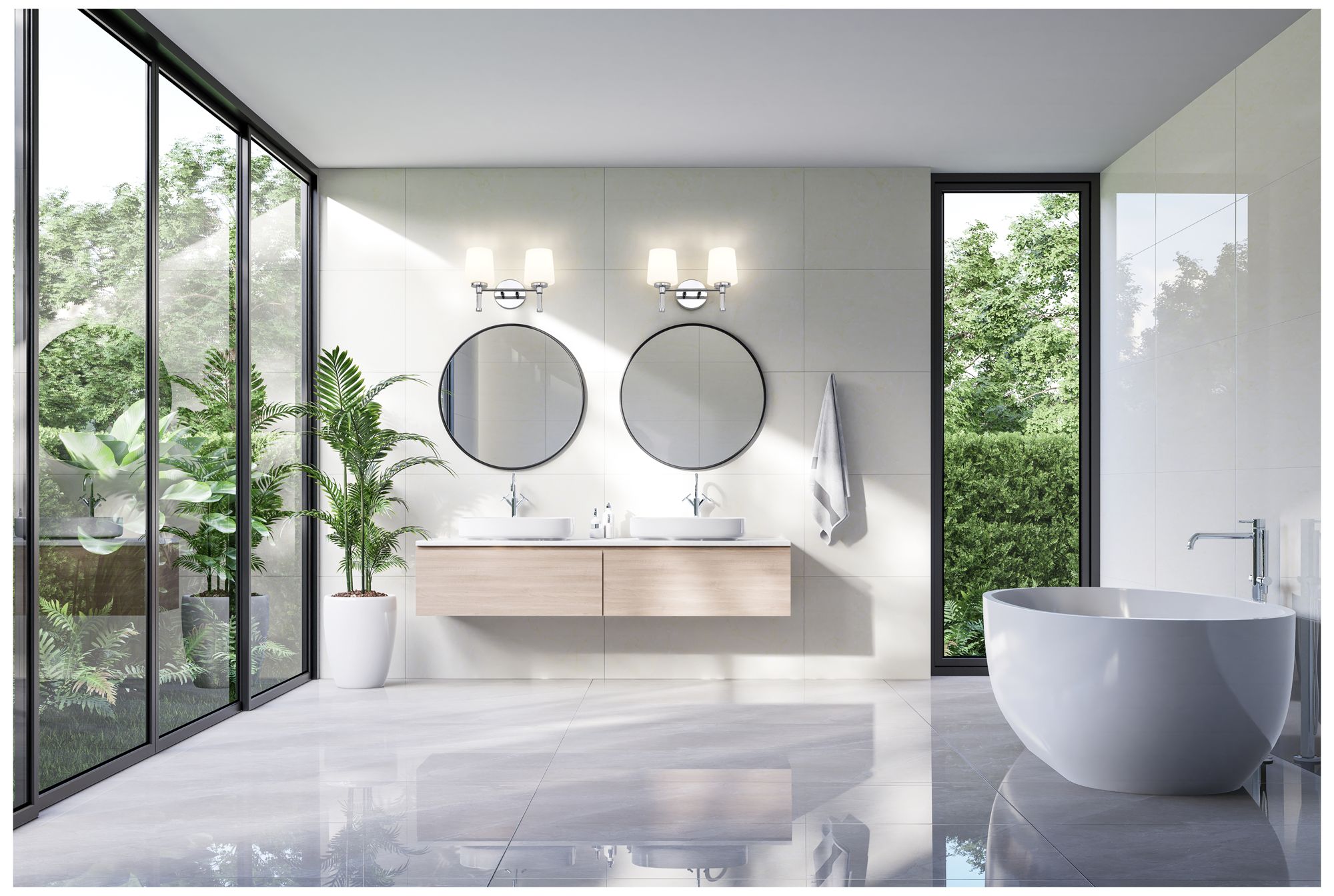 Image 3 Z-Lite Henri Chrome  2 Light Vanity with White Opal Glass Shade more views