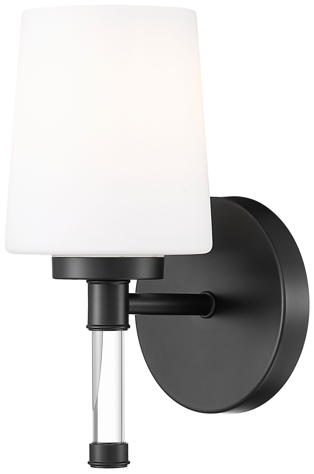 Z-Lite Henri Matte Black 1 Light Vanity with White Opal Glass Shade