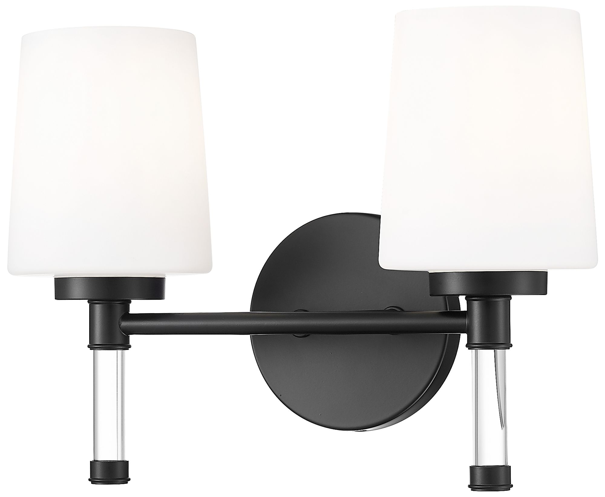 Z-Lite Henri Matte Black 2 Light Vanity with White Opal Glass Shade