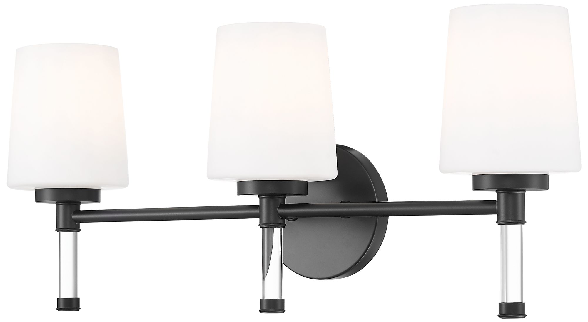 Z-Lite Henri Matte Black 3 Light Vanity with White Opal Glass Shade