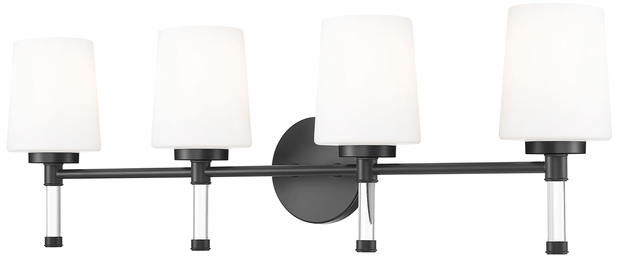 Z-Lite Henri Matte Black 4 Light Vanity with White Opal Glass Shade