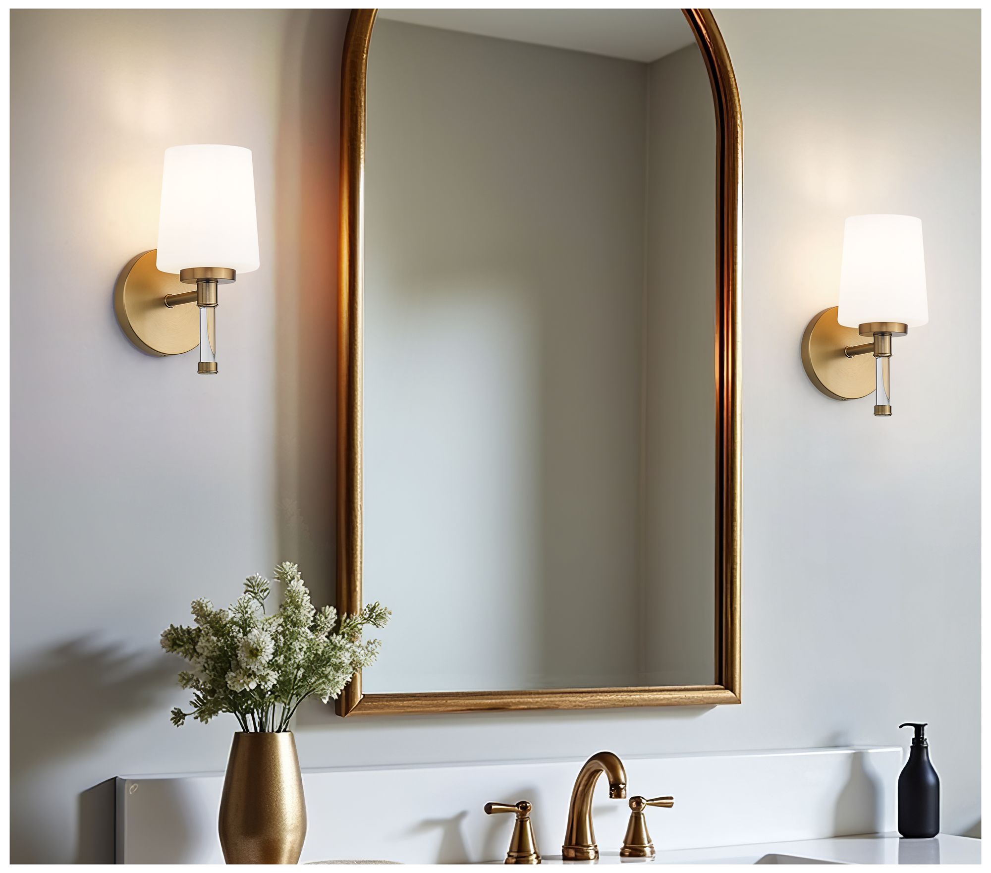 Image 3 Z-Lite Henri Modern Gold 1 Light Vanity with White Opal Glass Shade more views