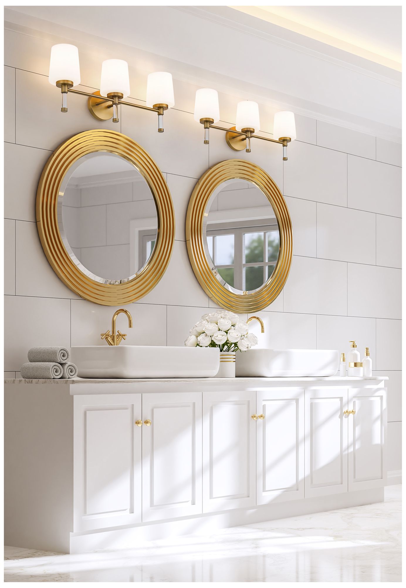 Image 3 Z-Lite Henri Modern Gold 3 Light Vanity with White Opal Glass Shade more views
