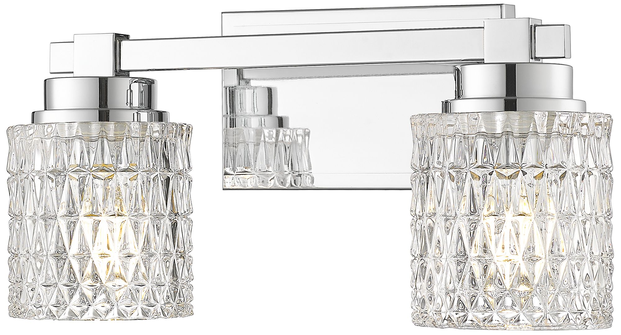Image 2 Z-Lite Jacqueline Chrome  2 Light Vanity with Clear Diamond Glass Shade