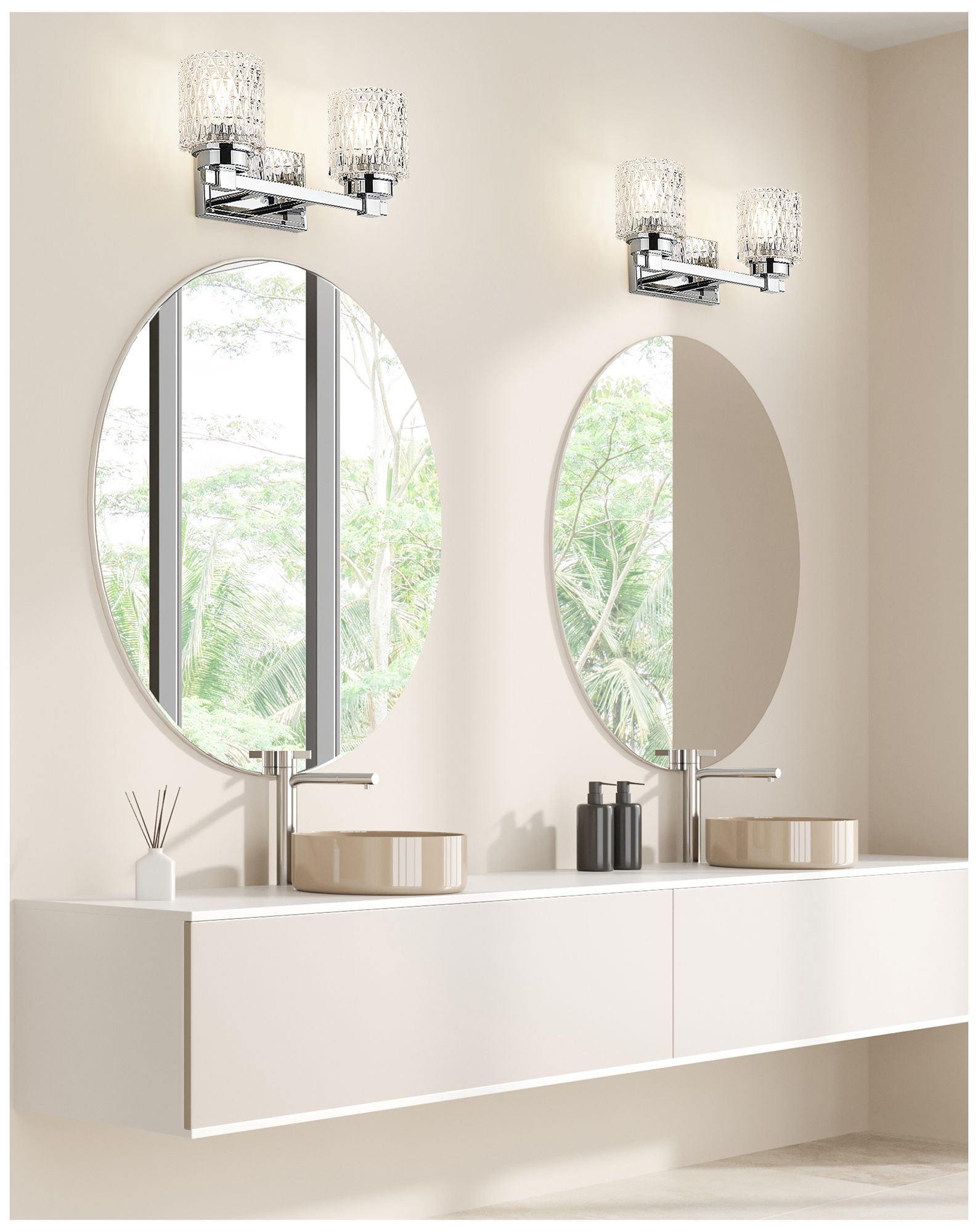 Image 3 Z-Lite Jacqueline Chrome  2 Light Vanity with Clear Diamond Glass Shade more views