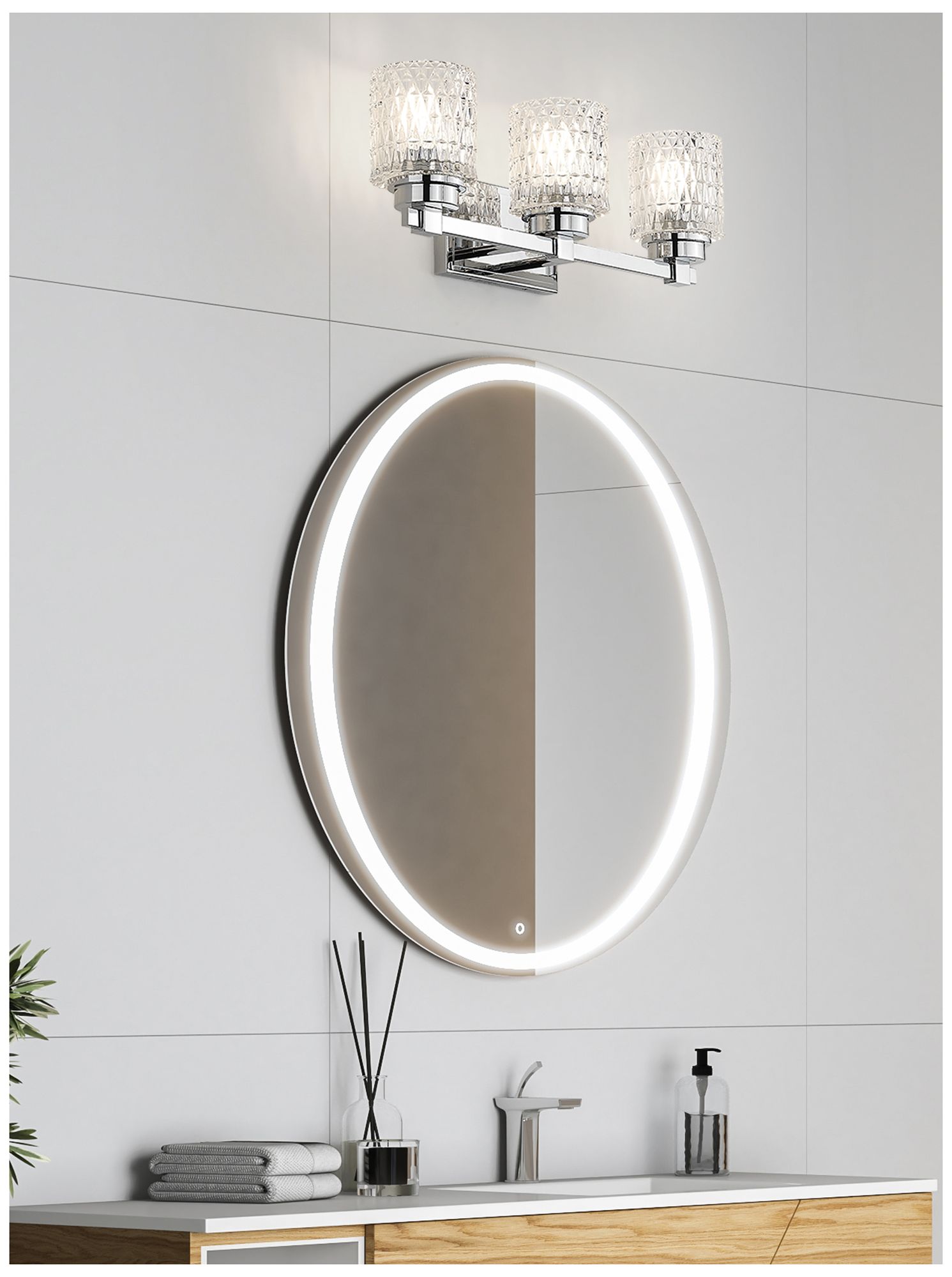 Image 2 Z-Lite Jacqueline Chrome  3 Light Vanity with Clear Diamond Glass Shade more views
