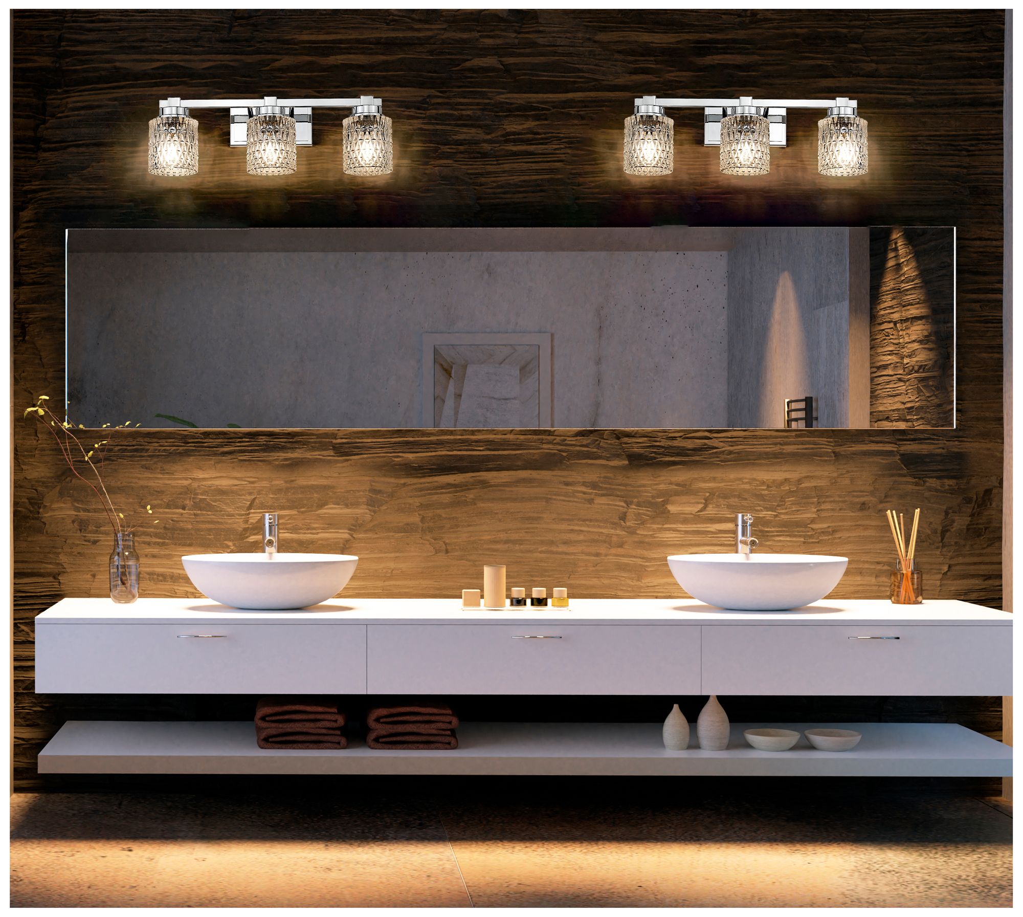 Image 3 Z-Lite Jacqueline Chrome  3 Light Vanity with Clear Diamond Glass Shade more views