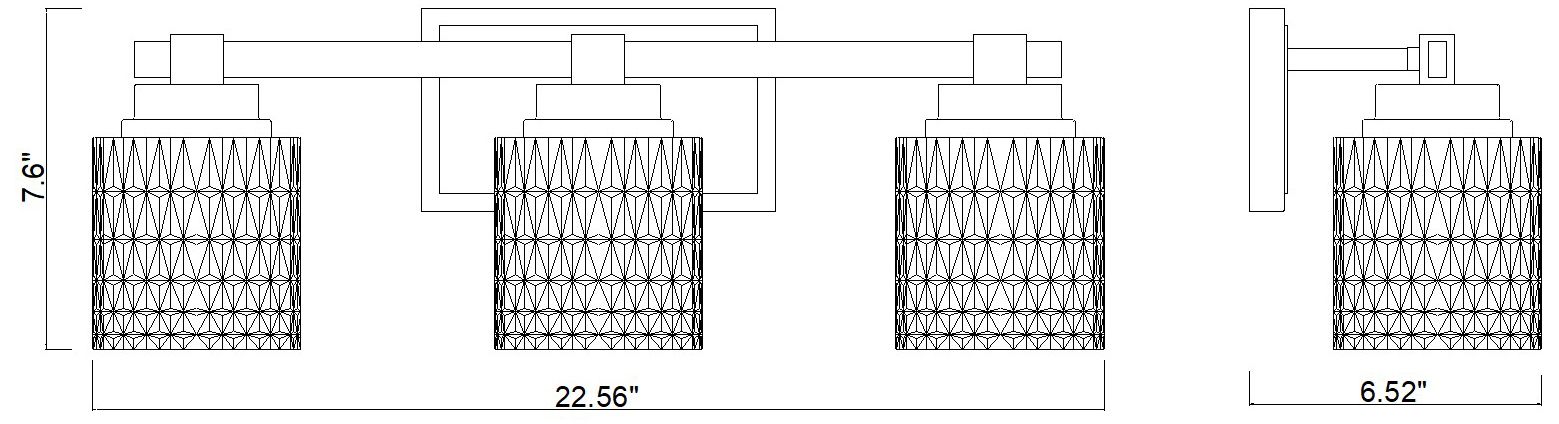 Z-Lite Jacqueline Chrome  3 Light Vanity with Clear Diamond Glass Shade