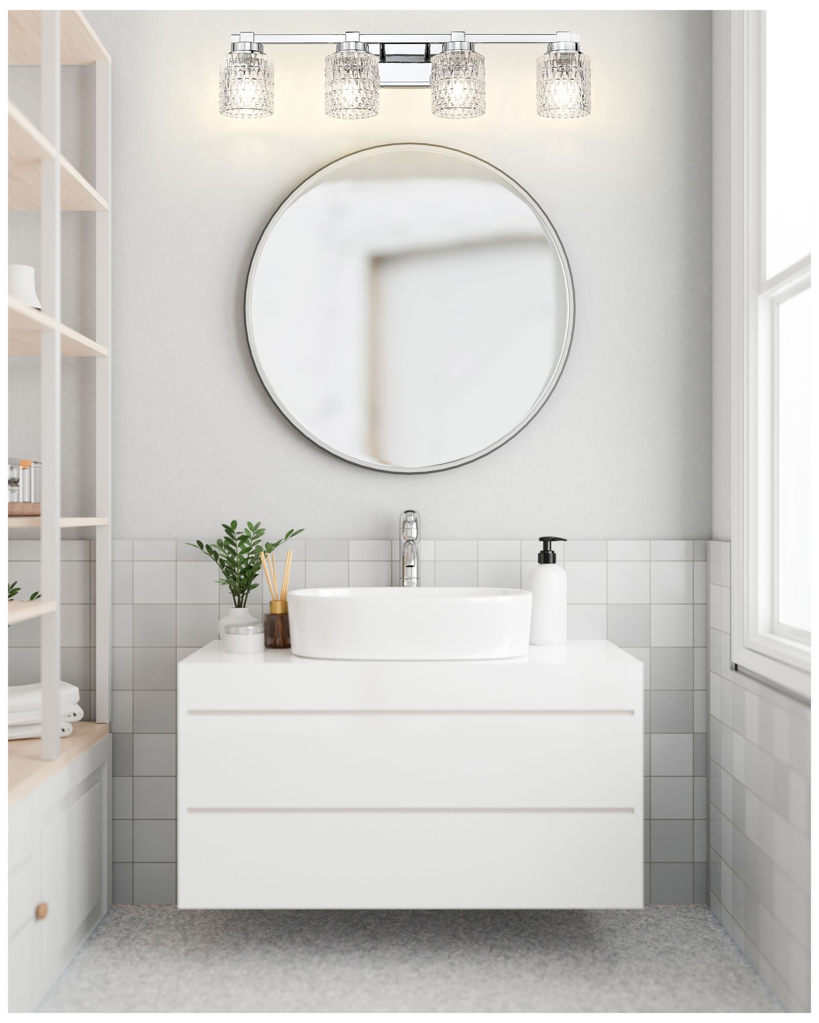 Image 3 Z-Lite Jacqueline Chrome  4 Light Vanity with Clear Diamond Glass Shade more views