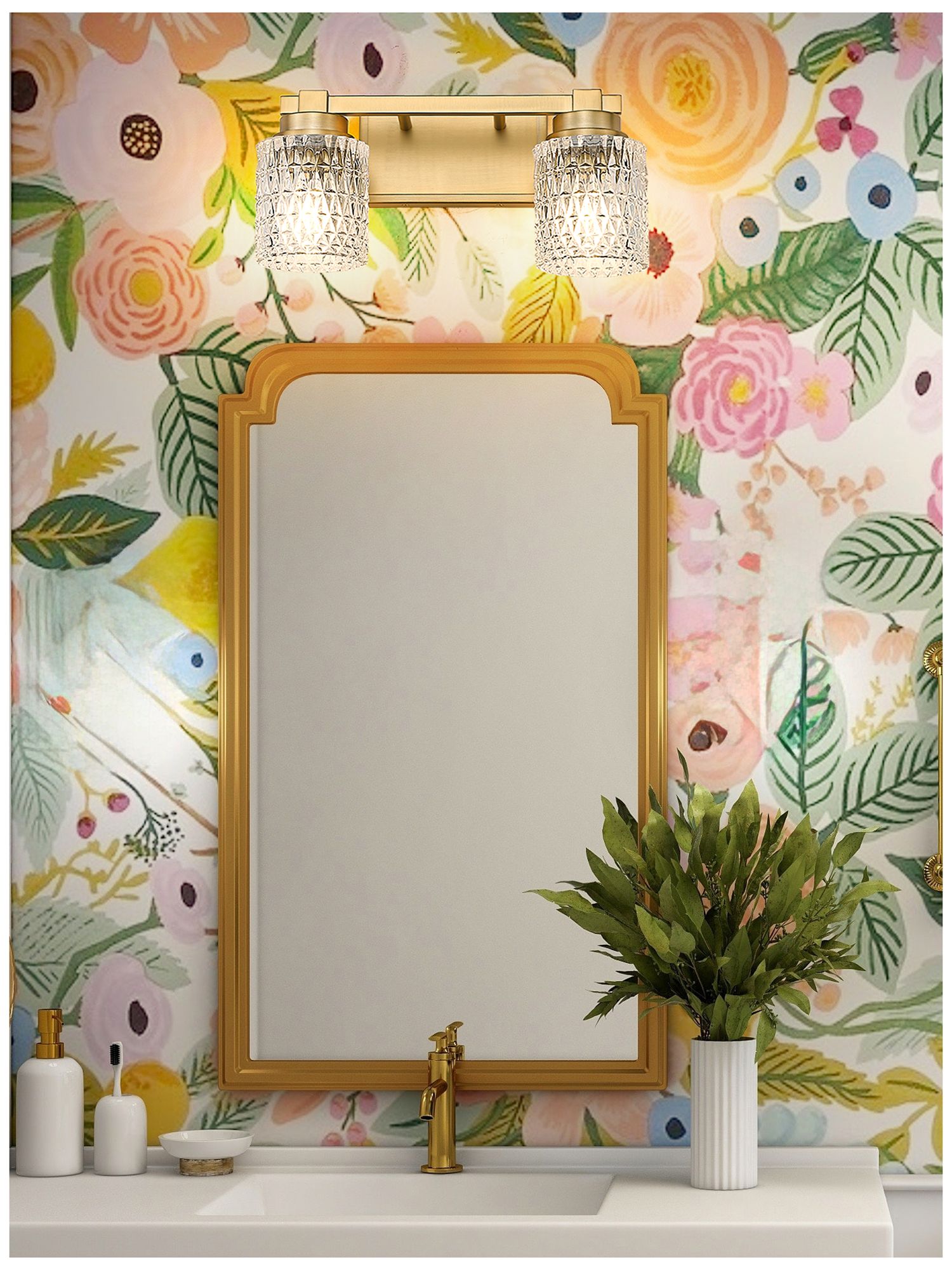 Image 3 Z-Lite Jacqueline Gold 2 Light Vanity with Clear Diamond Glass Shade more views