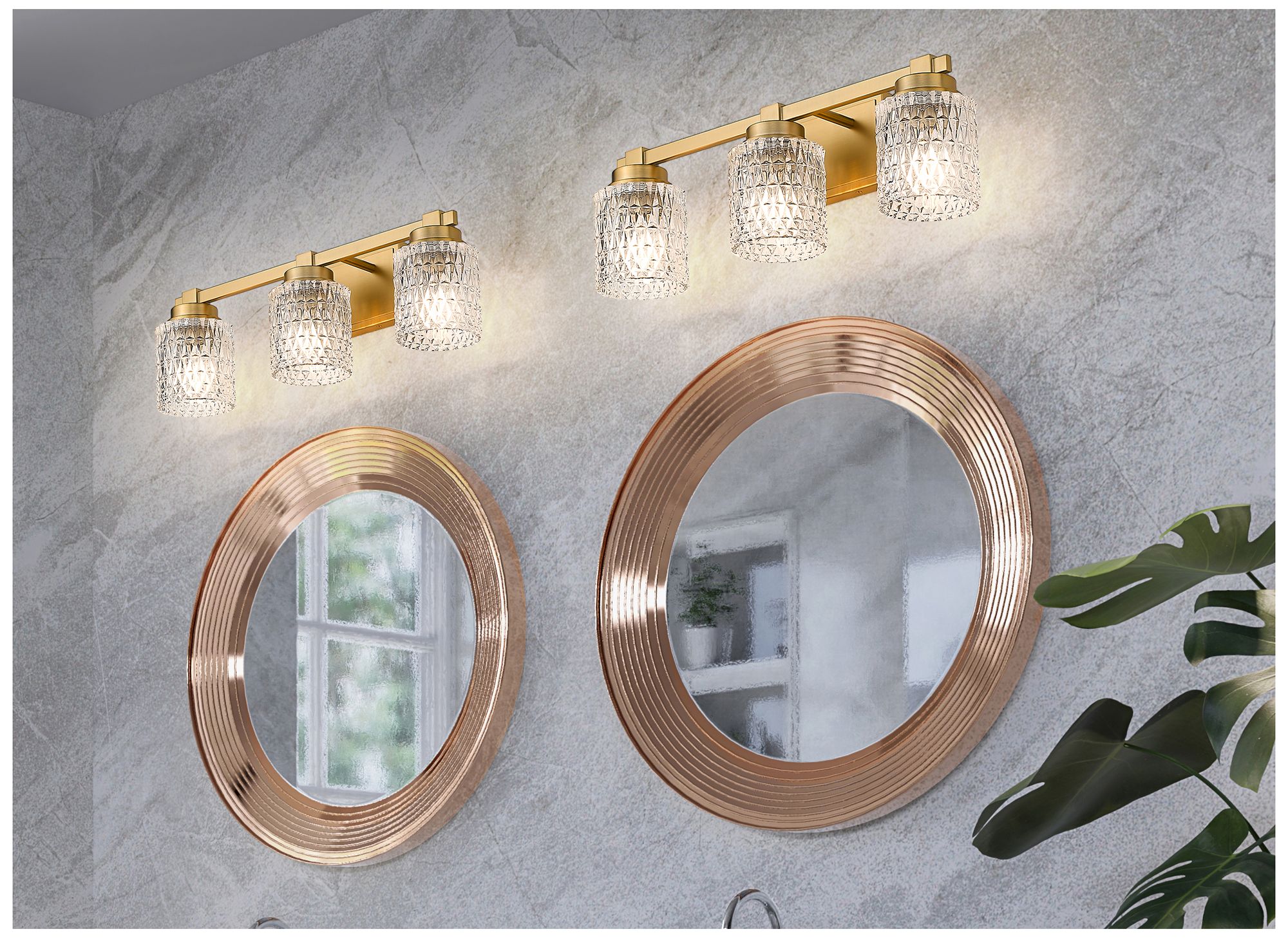 Image 2 Z-Lite Jacqueline Gold 3 Light Vanity with Clear Diamond Glass Shade more views