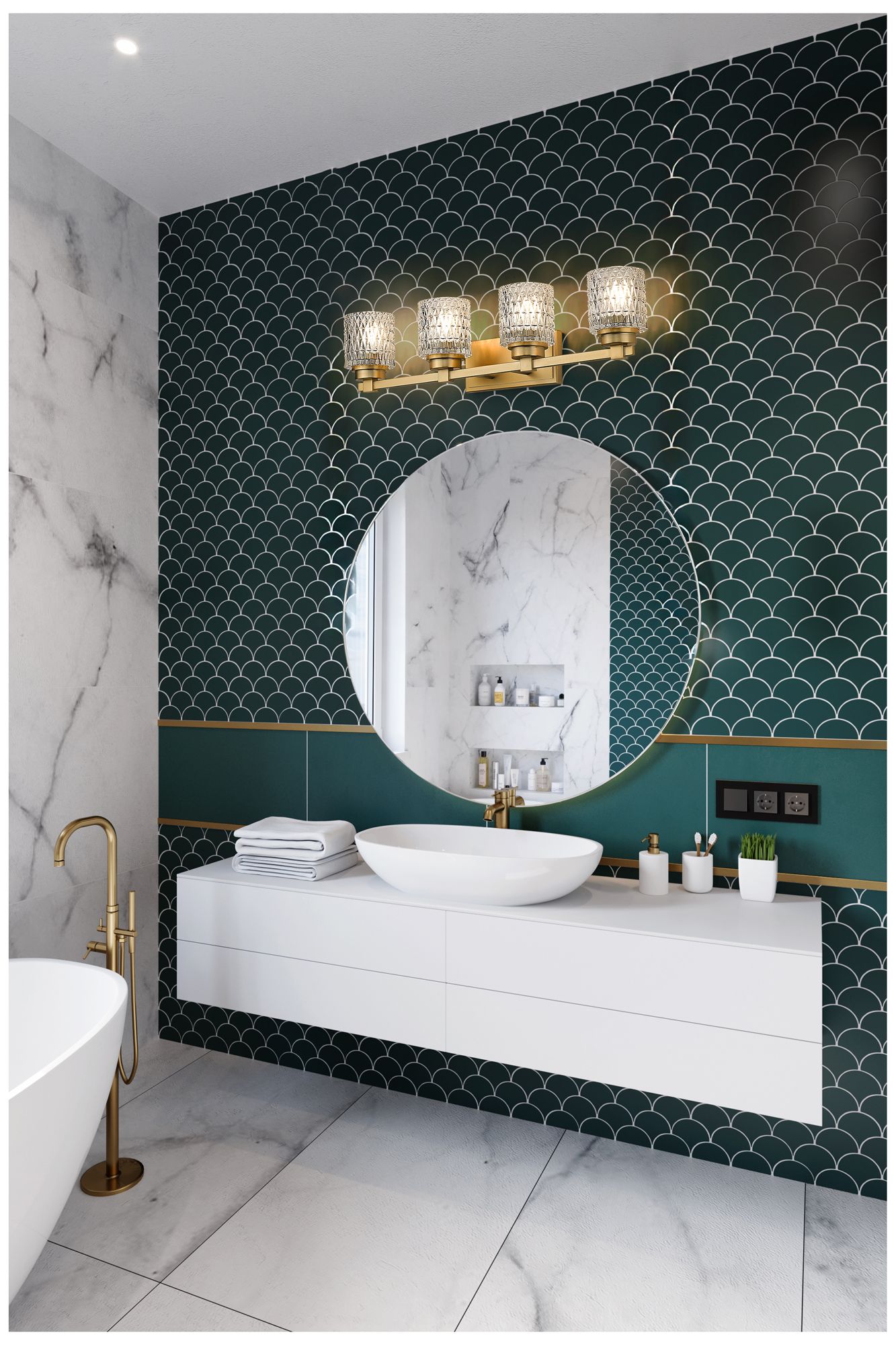 Image 3 Z-Lite Jacqueline Gold 4 Light Vanity with Clear Diamond Glass Shade more views