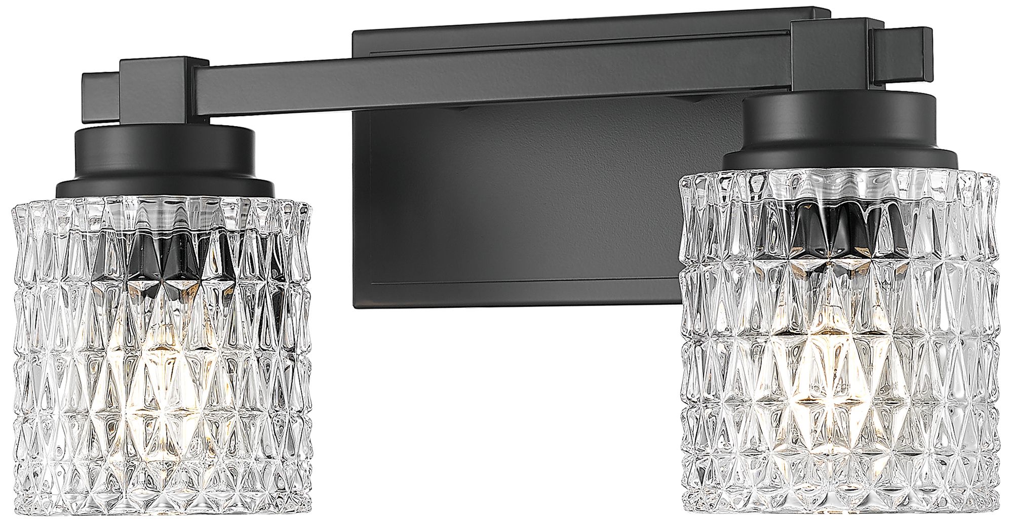 Image 2 Z-Lite Jacqueline Matte Black 2 Light Vanity with Clear Diamond Glass Shade