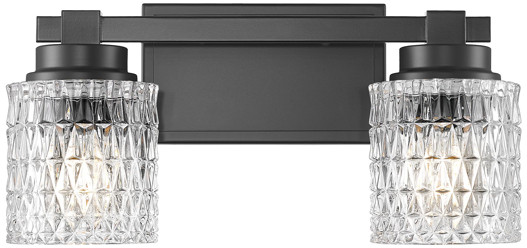 Image 4 Z-Lite Jacqueline Matte Black 2 Light Vanity with Clear Diamond Glass Shade more views