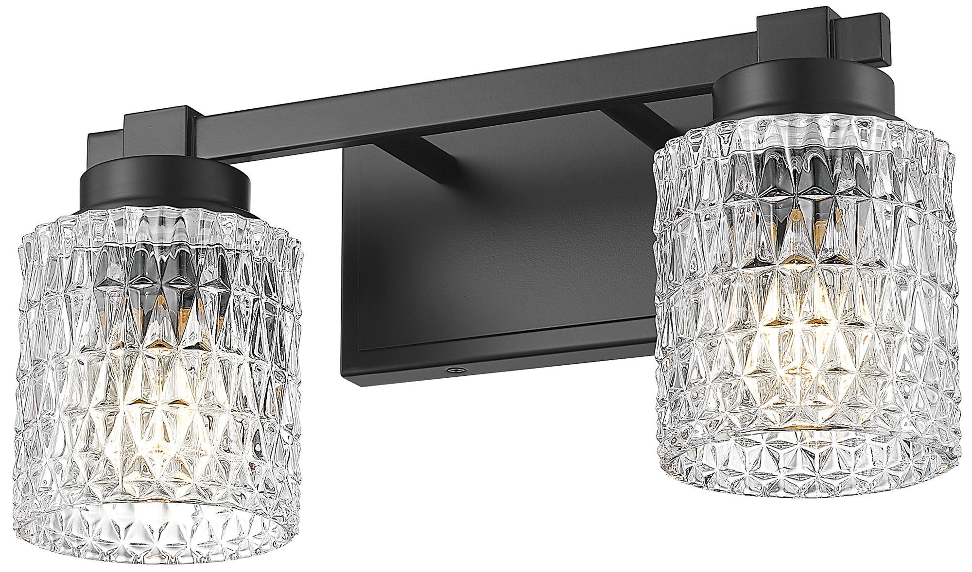 Image 5 Z-Lite Jacqueline Matte Black 2 Light Vanity with Clear Diamond Glass Shade more views