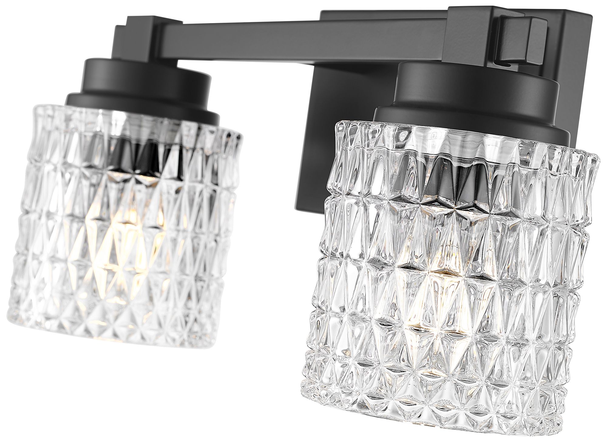 Image 6 Z-Lite Jacqueline Matte Black 2 Light Vanity with Clear Diamond Glass Shade more views
