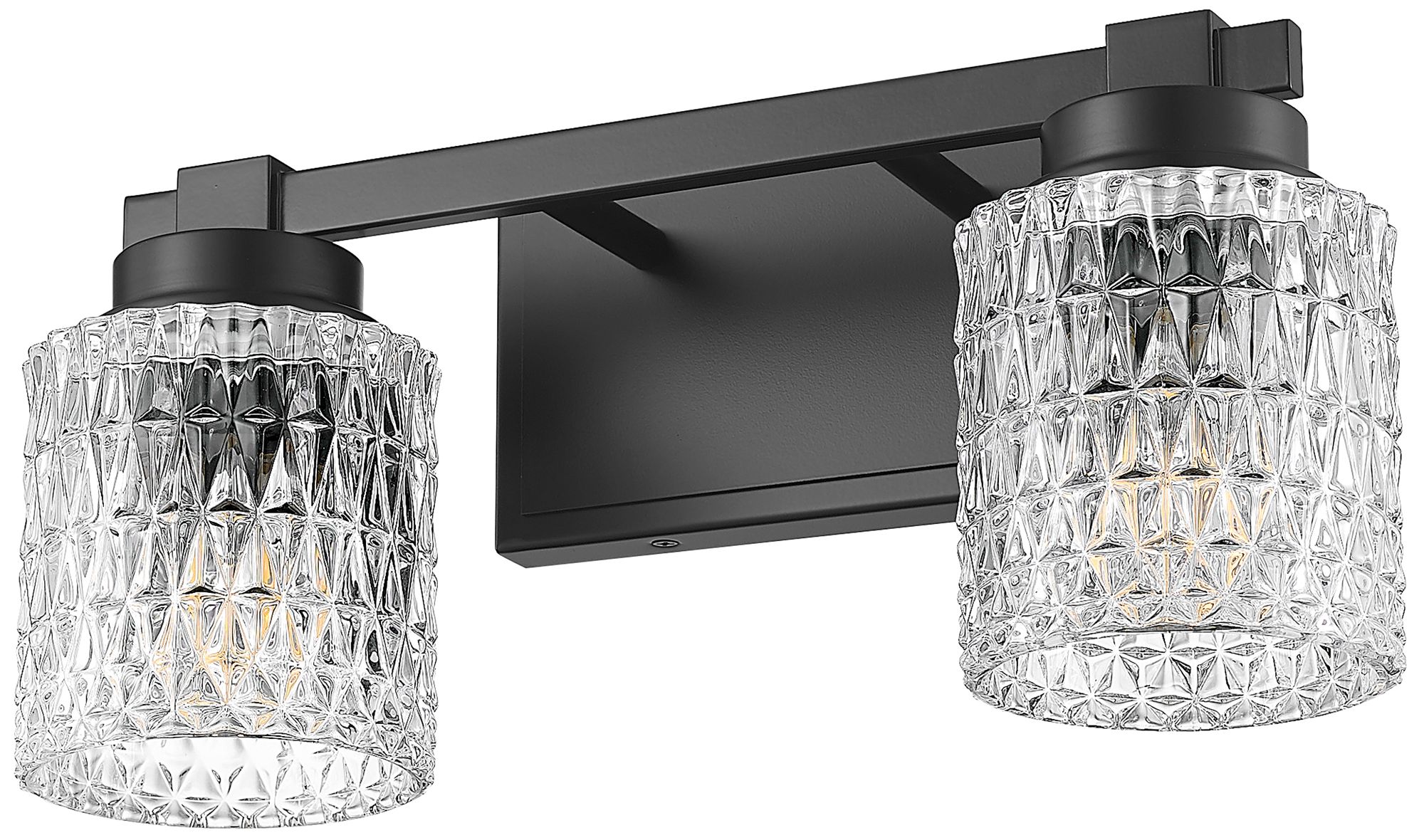 Image 7 Z-Lite Jacqueline Matte Black 2 Light Vanity with Clear Diamond Glass Shade more views