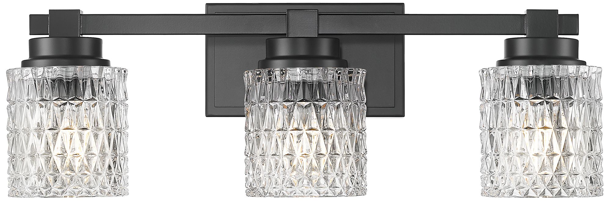 Image 4 Z-Lite Jacqueline Matte Black 3 Light Vanity with Clear Diamond Glass Shade more views