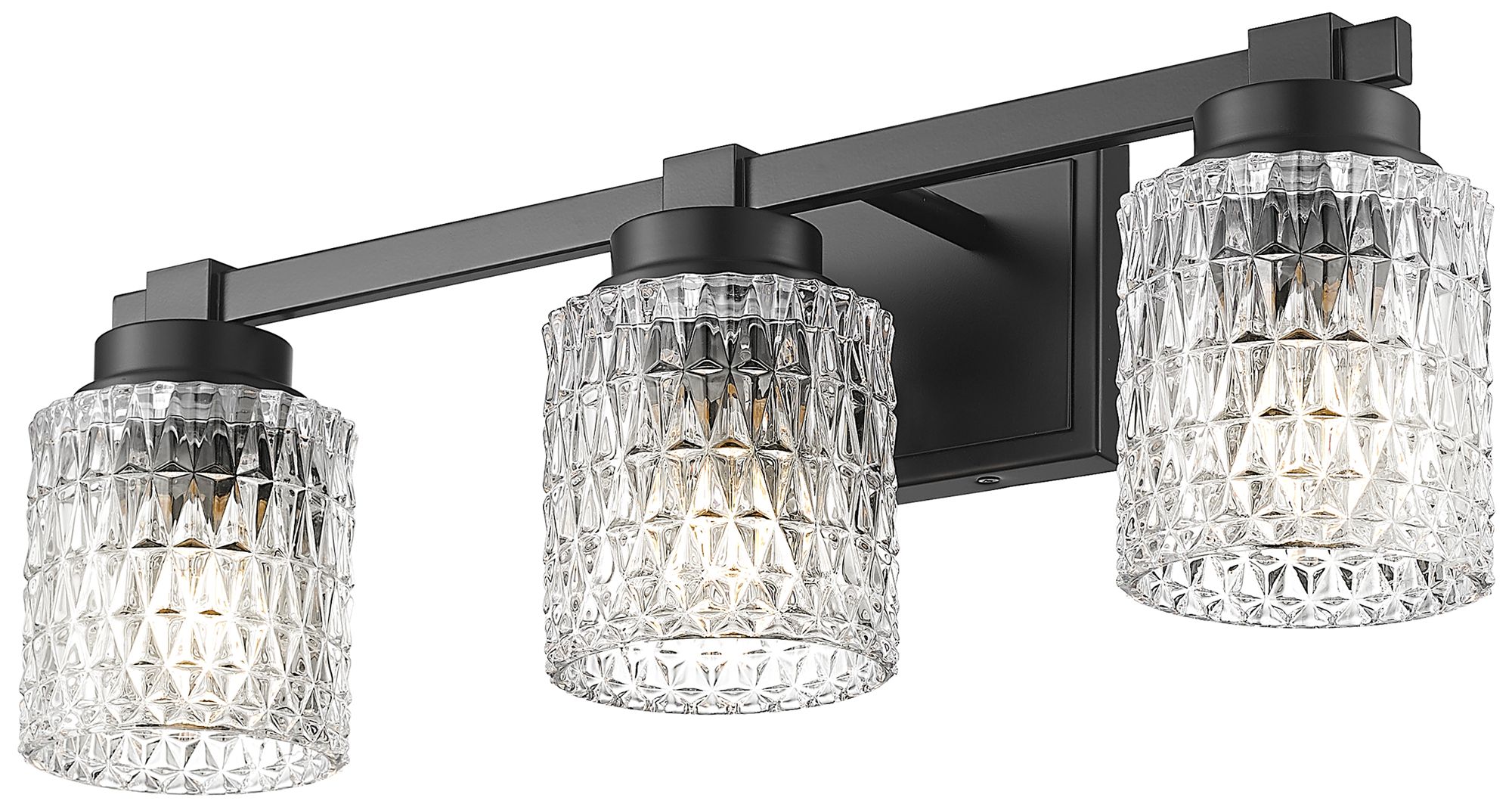 Image 5 Z-Lite Jacqueline Matte Black 3 Light Vanity with Clear Diamond Glass Shade more views