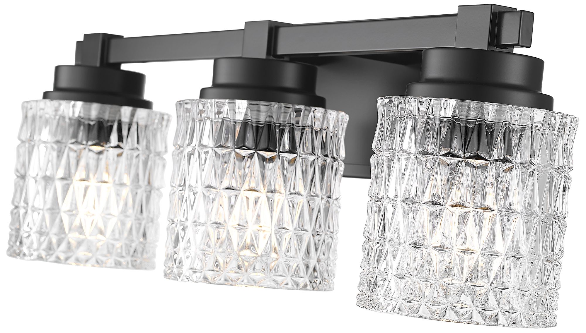 Image 6 Z-Lite Jacqueline Matte Black 3 Light Vanity with Clear Diamond Glass Shade more views