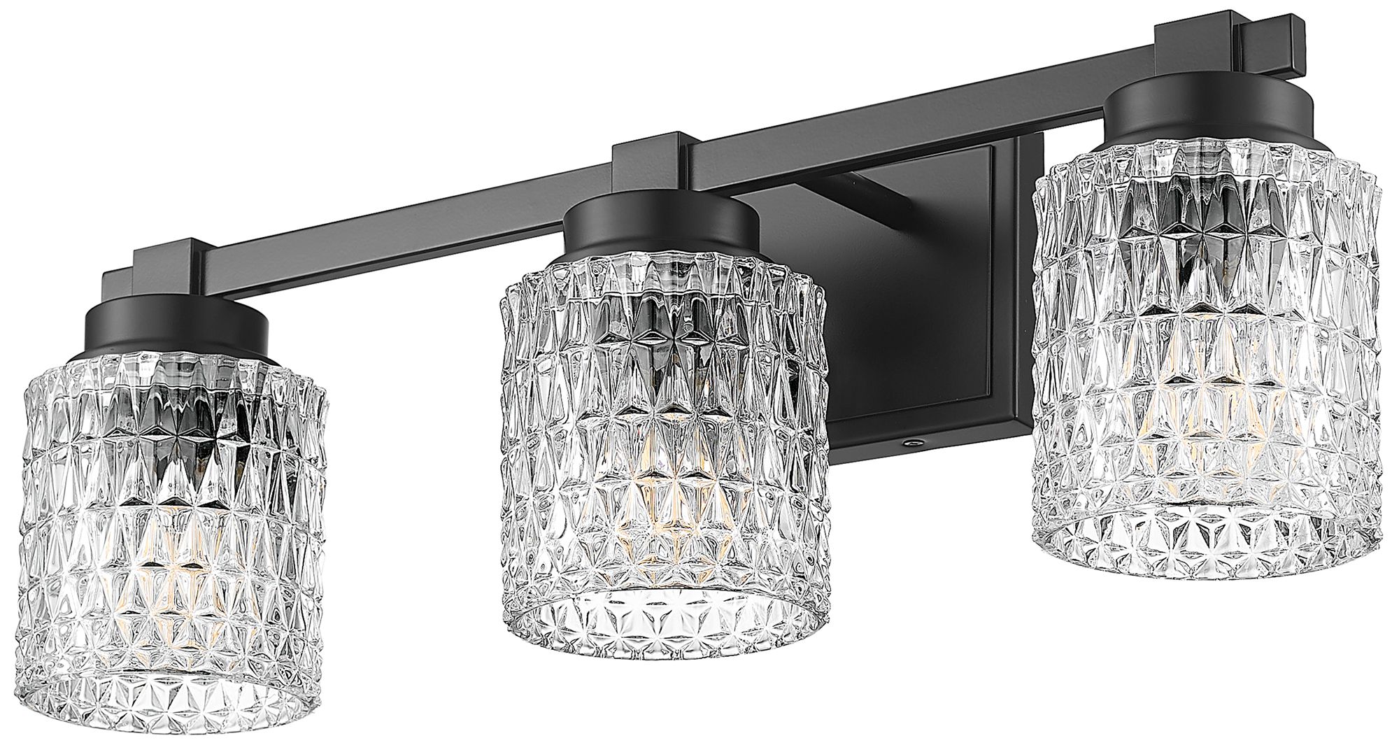 Image 7 Z-Lite Jacqueline Matte Black 3 Light Vanity with Clear Diamond Glass Shade more views