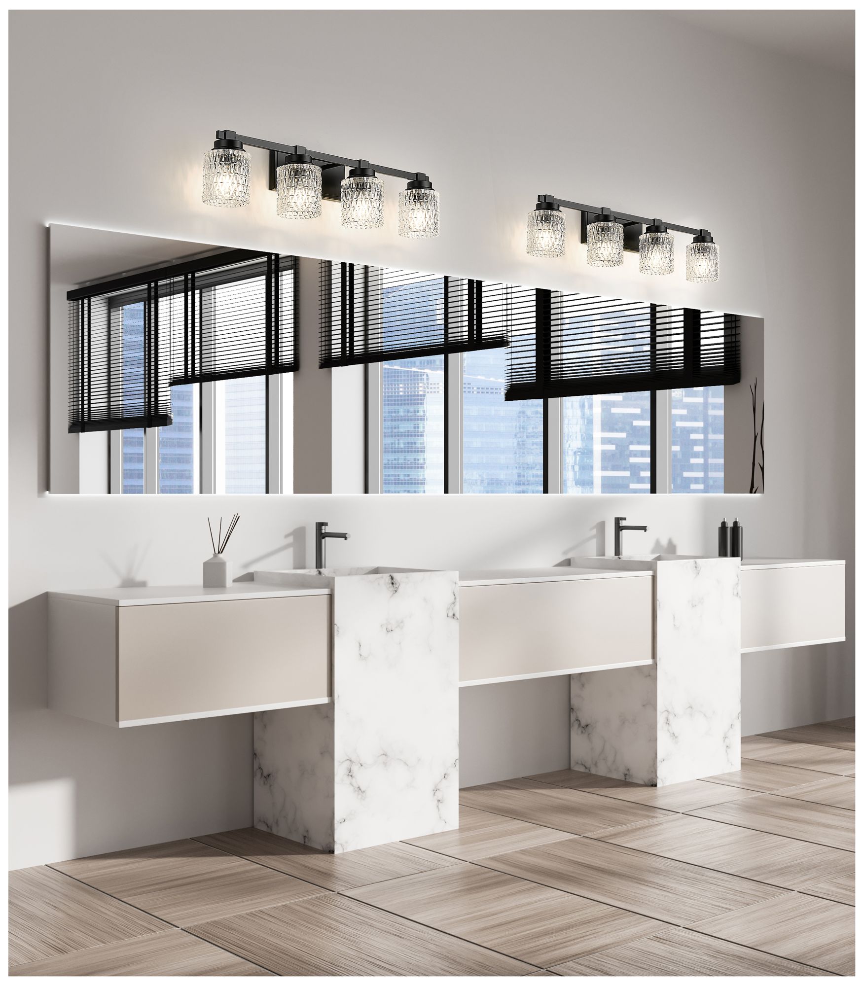 Image 3 Z-Lite Jacqueline Matte Black 4 Light Vanity with Clear Diamond Glass Shade more views