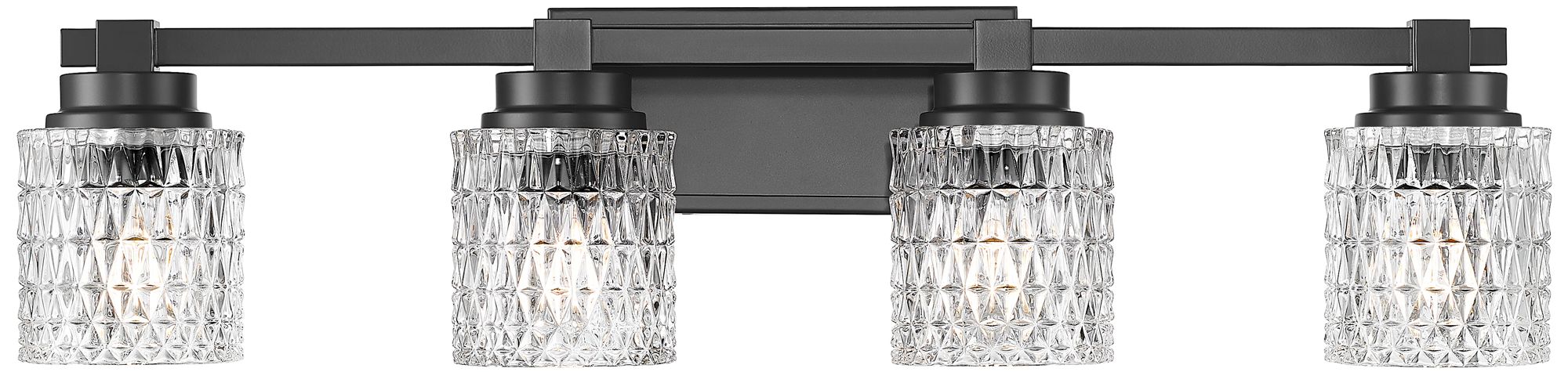 Image 4 Z-Lite Jacqueline Matte Black 4 Light Vanity with Clear Diamond Glass Shade more views