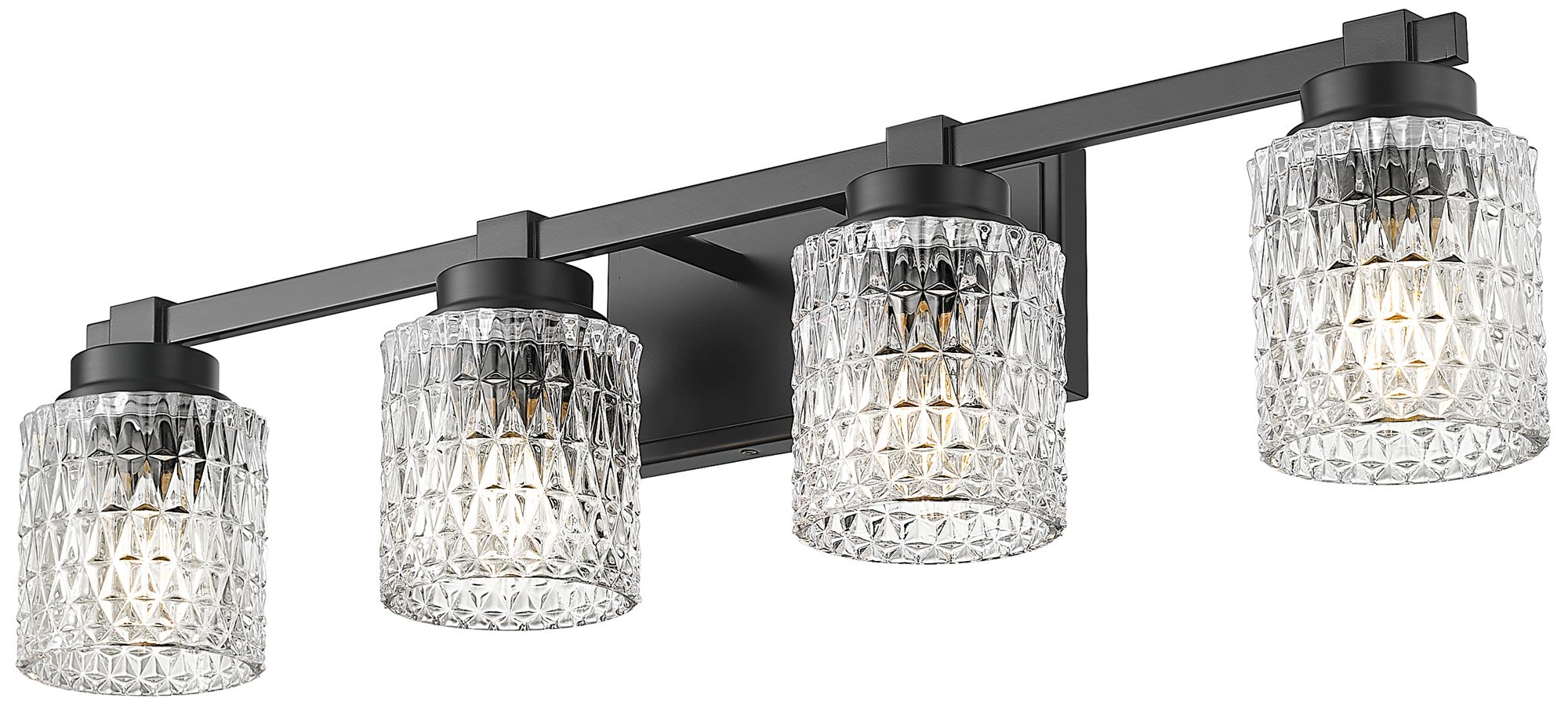 Image 5 Z-Lite Jacqueline Matte Black 4 Light Vanity with Clear Diamond Glass Shade more views