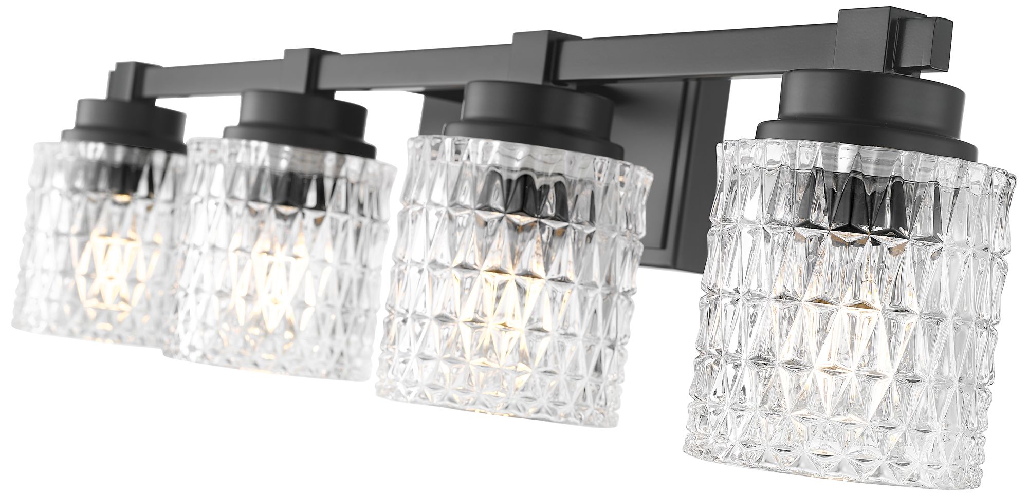 Image 6 Z-Lite Jacqueline Matte Black 4 Light Vanity with Clear Diamond Glass Shade more views