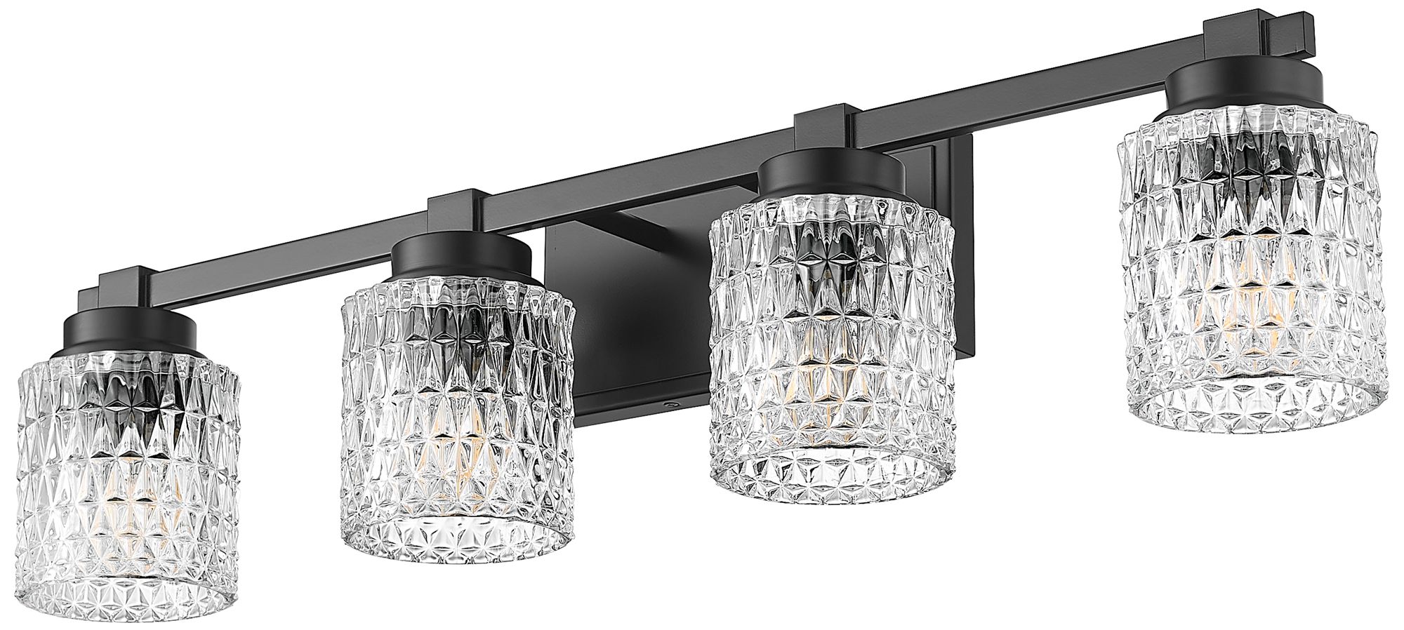 Image 7 Z-Lite Jacqueline Matte Black 4 Light Vanity with Clear Diamond Glass Shade more views