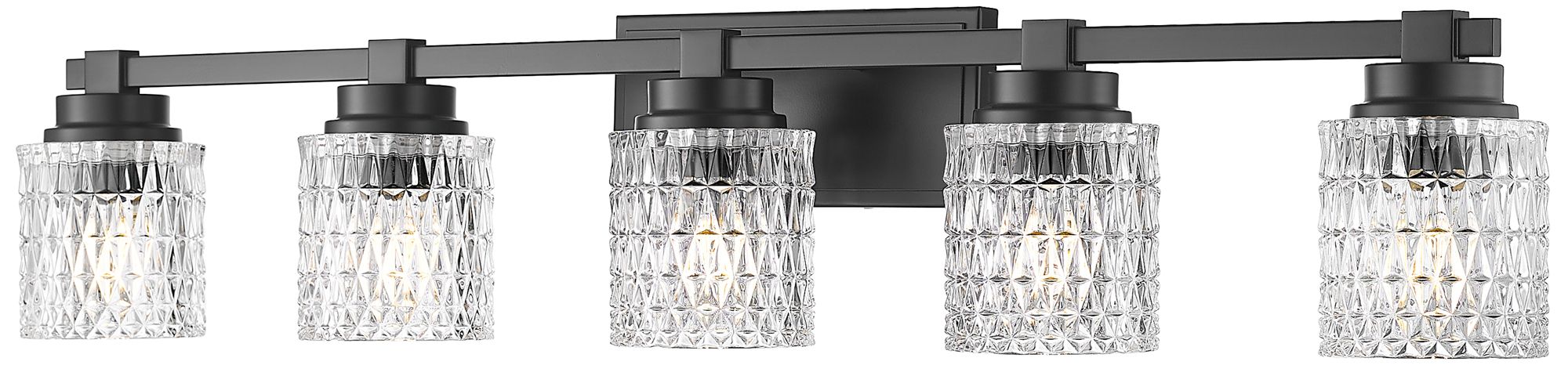 Image 2 Z-Lite Jacqueline Matte Black 5 Light Vanity with Clear Diamond Glass Shade