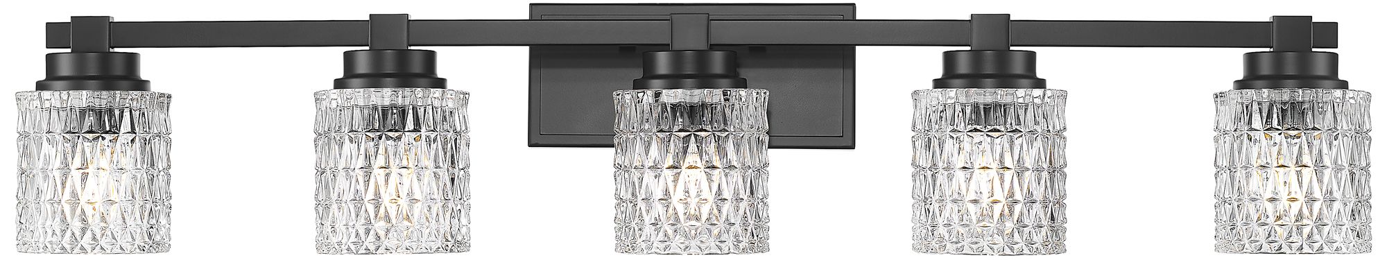 Image 4 Z-Lite Jacqueline Matte Black 5 Light Vanity with Clear Diamond Glass Shade more views