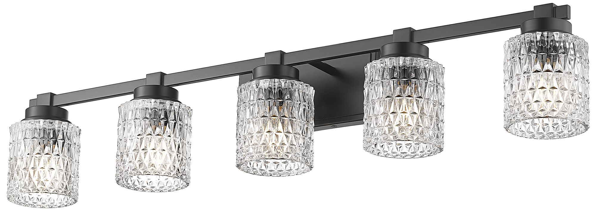 Image 5 Z-Lite Jacqueline Matte Black 5 Light Vanity with Clear Diamond Glass Shade more views