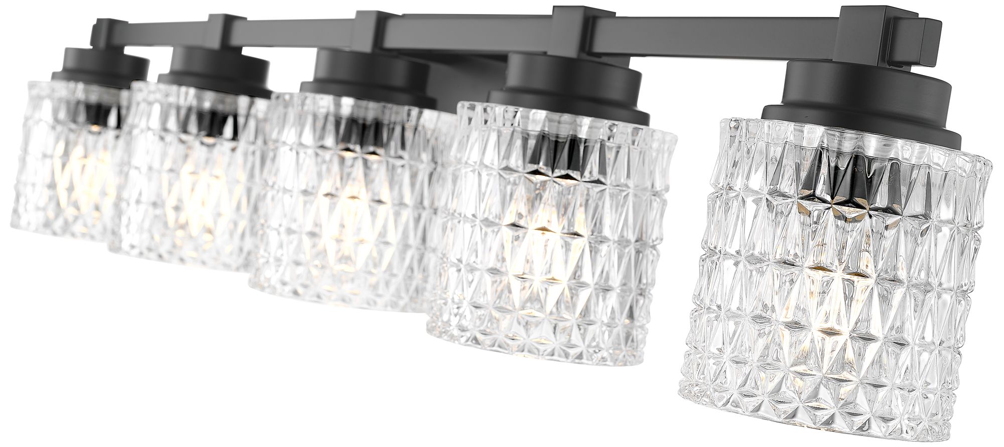 Image 6 Z-Lite Jacqueline Matte Black 5 Light Vanity with Clear Diamond Glass Shade more views